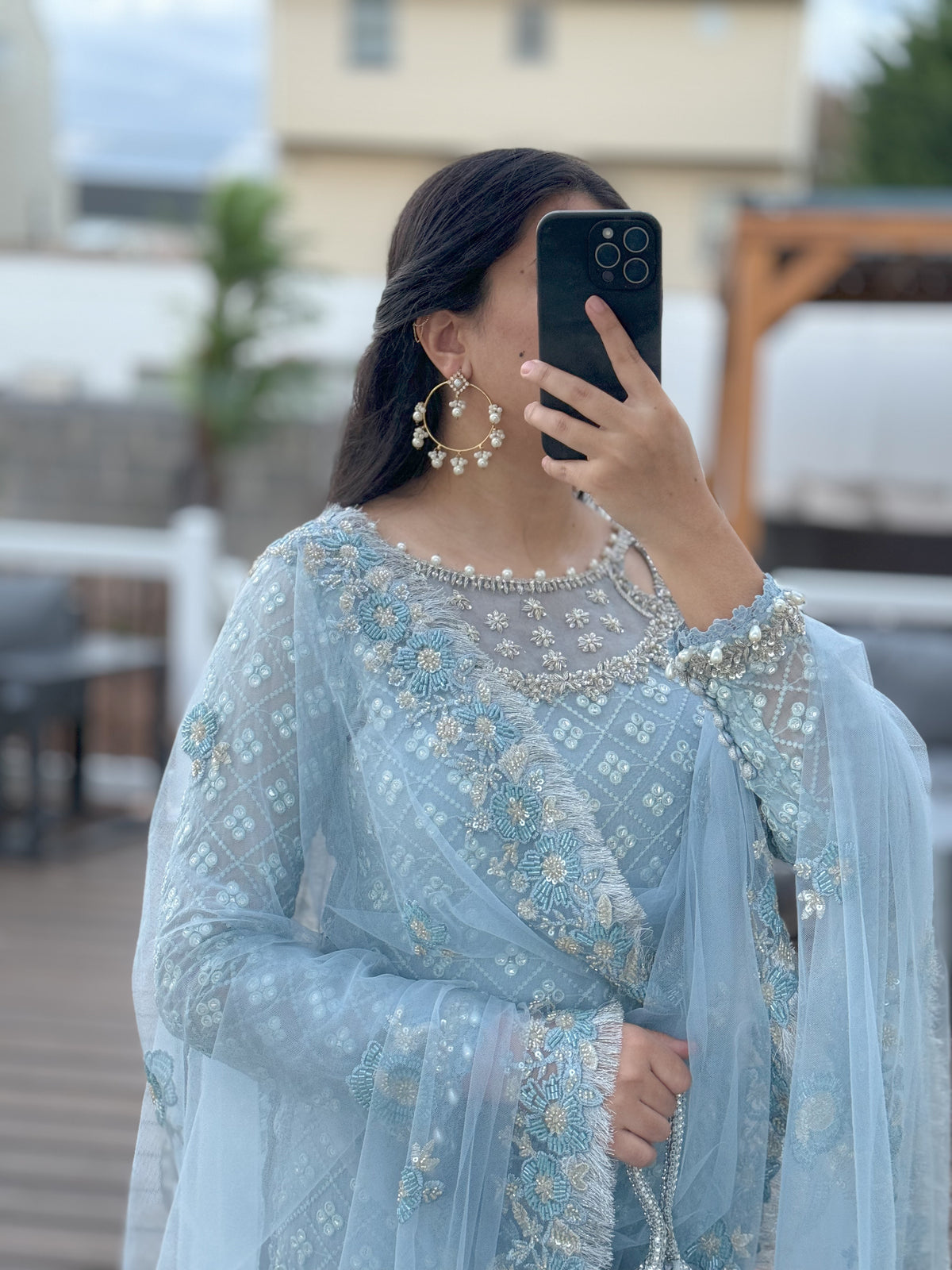 Norah 3-piece embellished net dupatta gharara suit