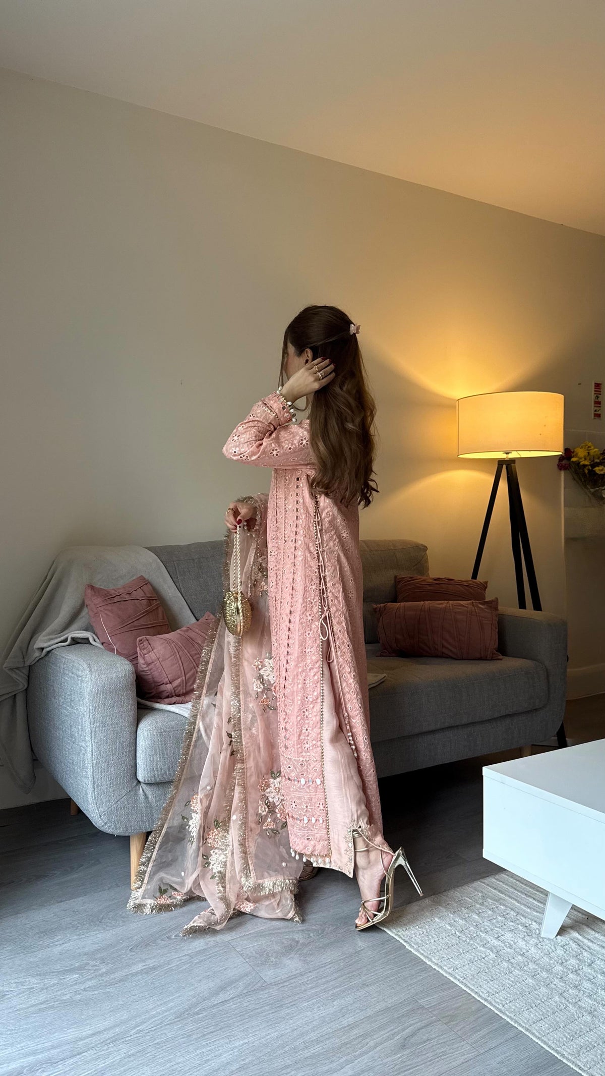 Rameen 4-pieces Chikankari Mirror shirt Set