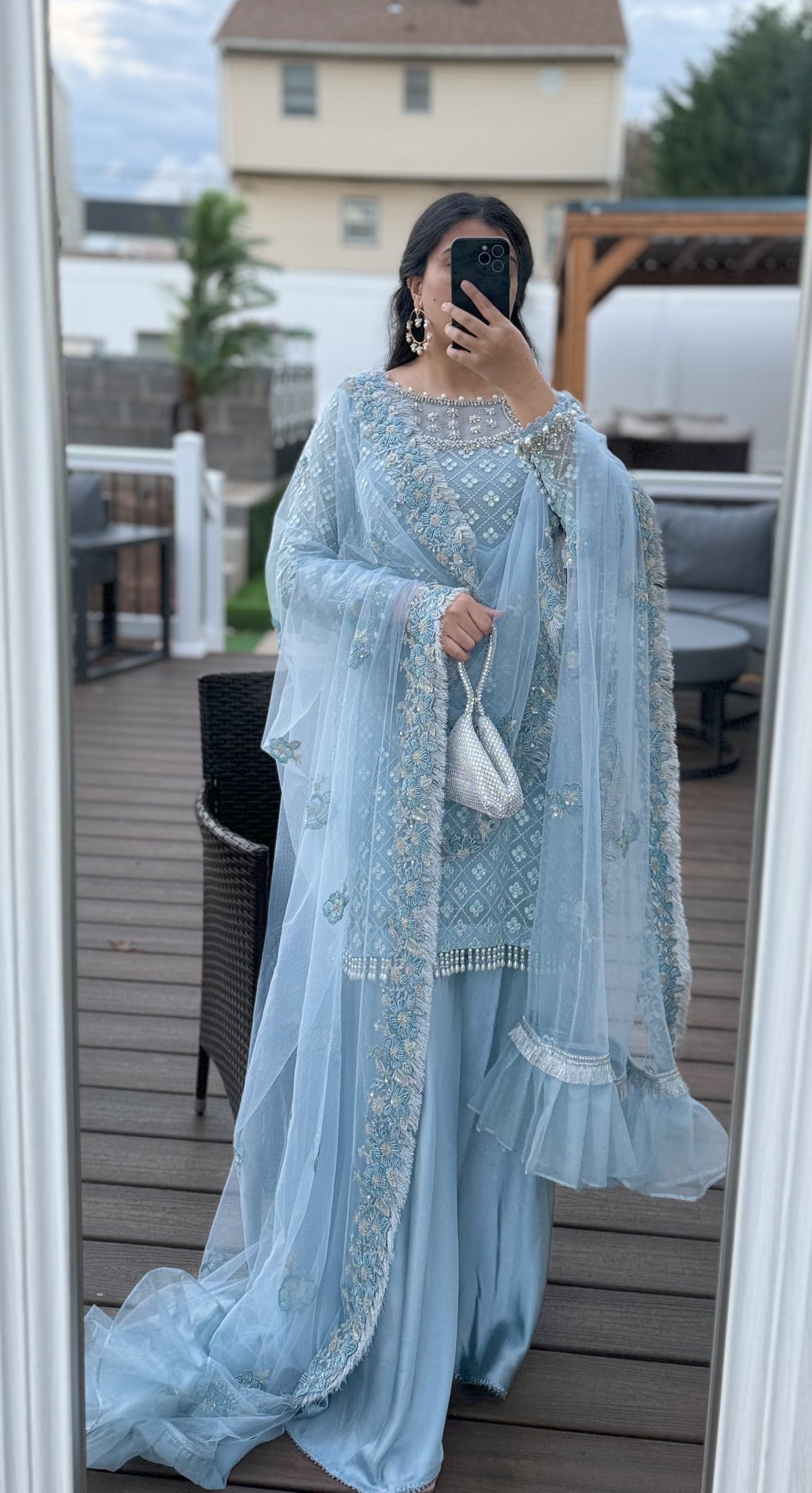 Norah 3-piece embellished net dupatta gharara suit