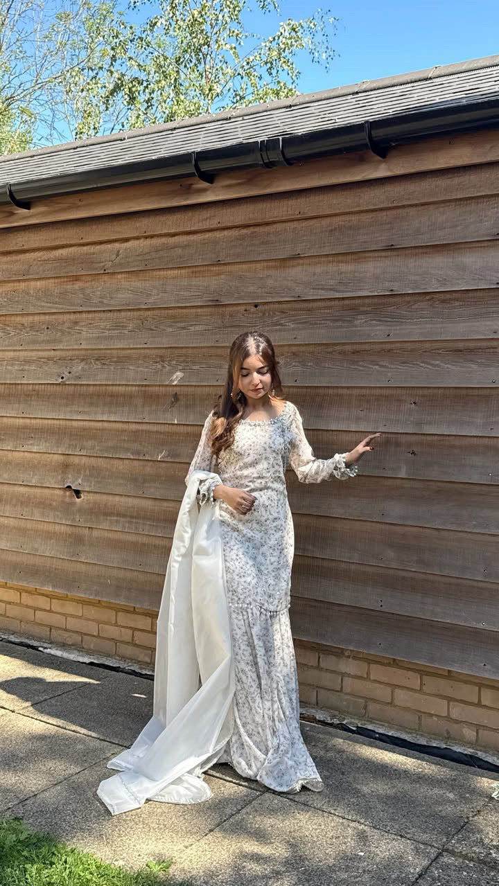Husn handwork printed shirt Gharara set