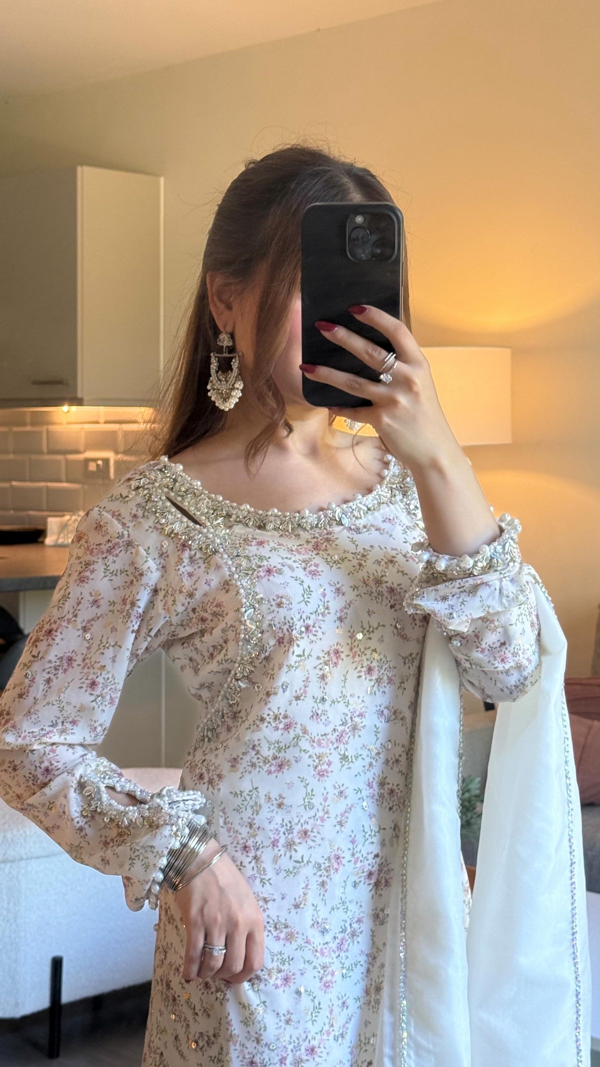 Husn handwork printed shirt Gharara set