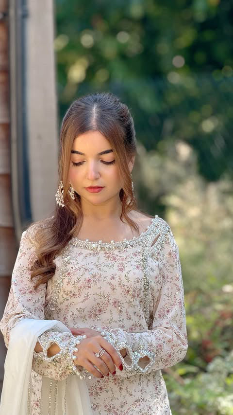 Husn handwork printed shirt Gharara set