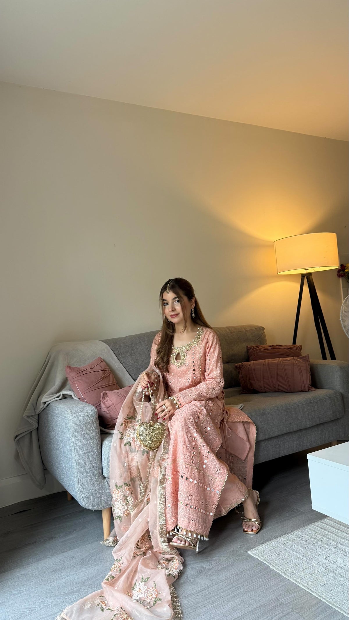 Rameen 4-pieces Chikankari Mirror shirt Set