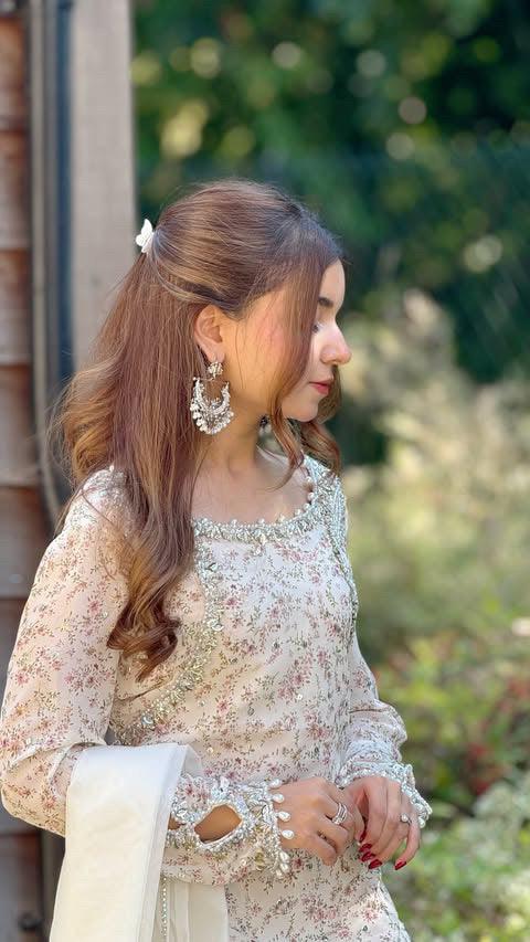 Husn handwork printed shirt Gharara set