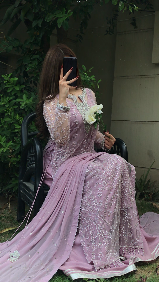 Nargis — 3 Piece Luxury Net Formal Wear | Embroidered Net & Raw Silk