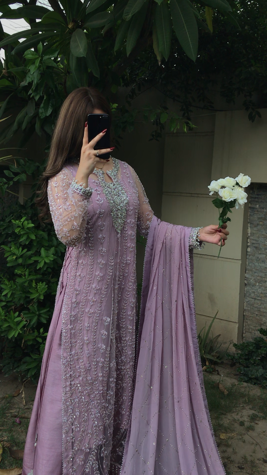 Nargis — 3 Piece Luxury Net Formal Wear | Embroidered Net & Raw Silk