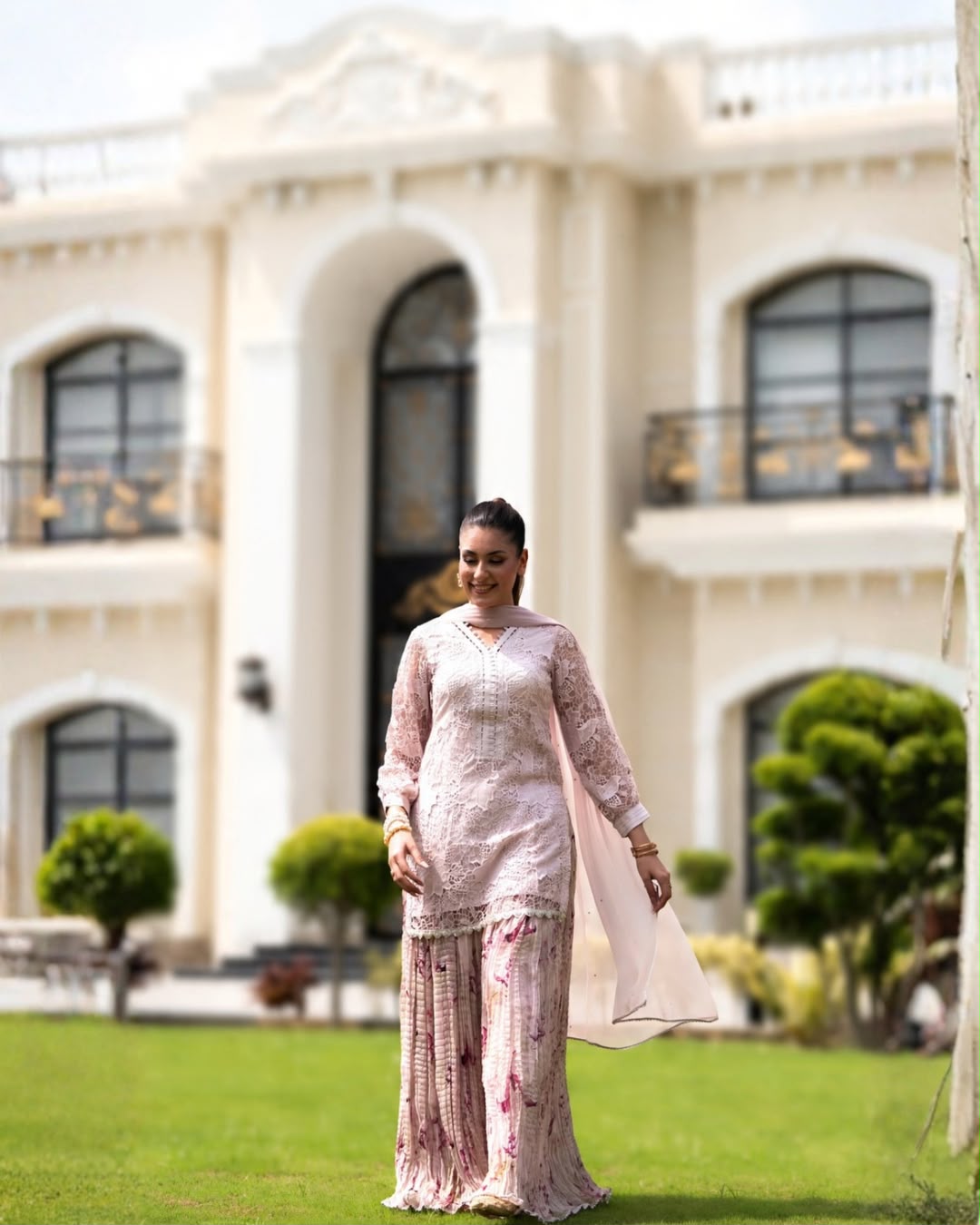 Dahlia -3 Piece Crochet shirt Printed crushed sharara set