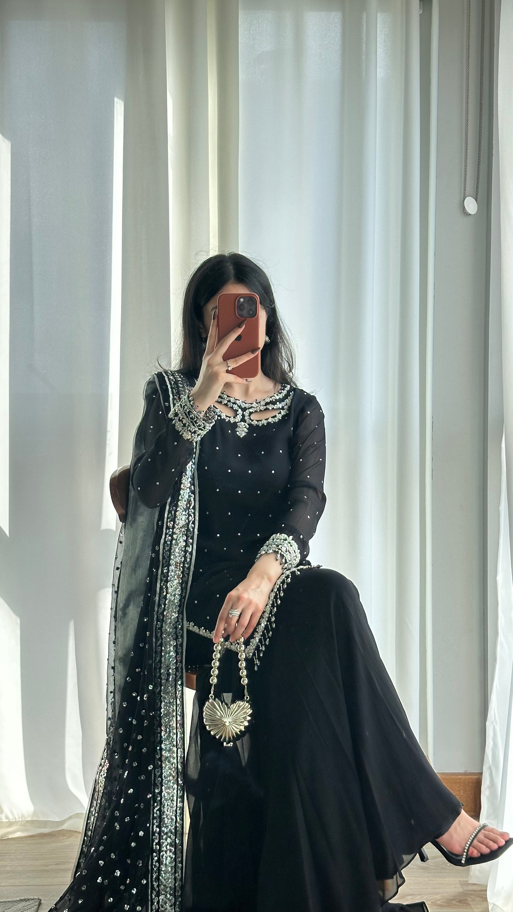 Gul 3-Piece embroidered shirt gharara set