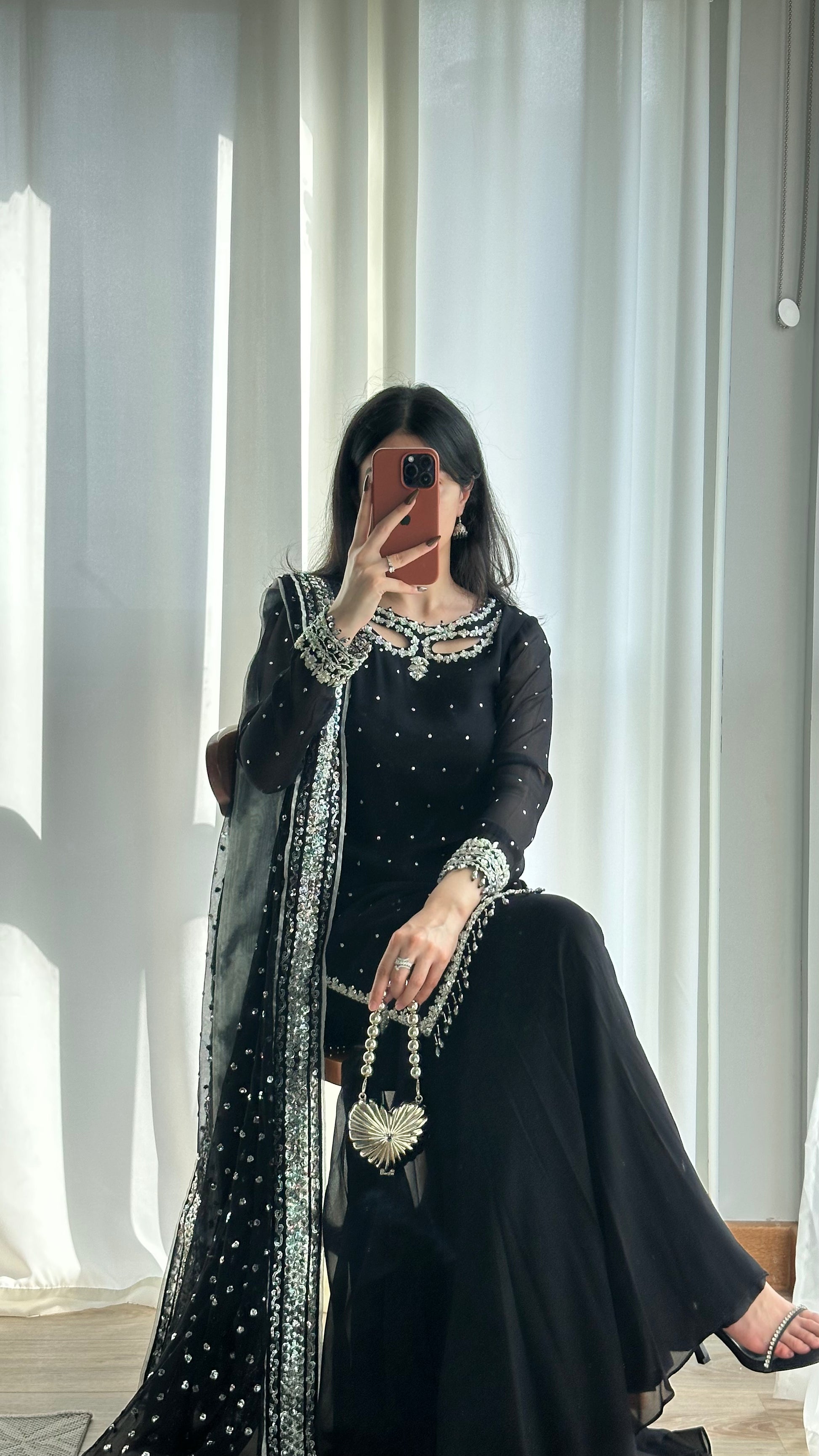 Gul 3-Piece embroidered shirt gharara set