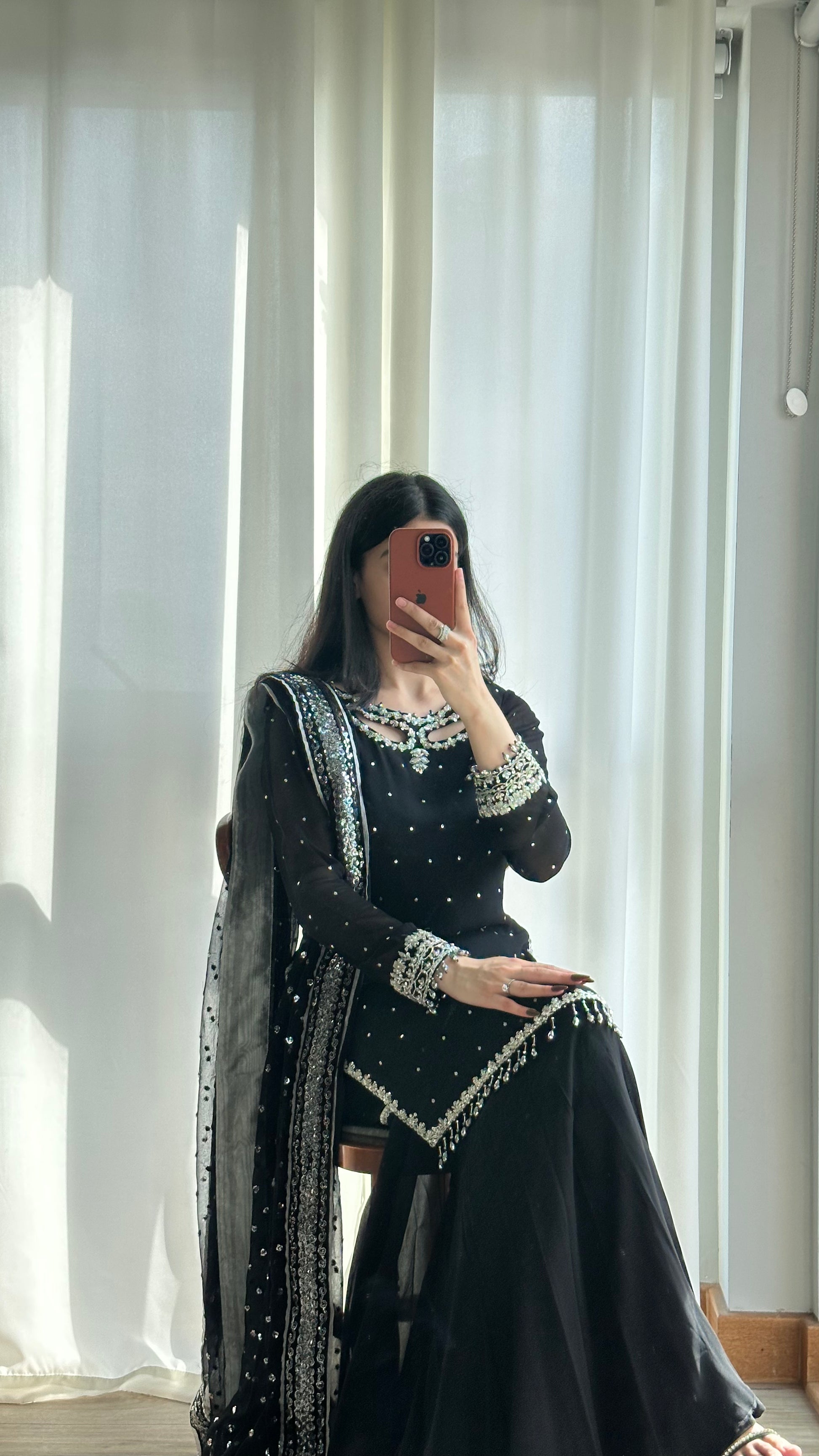 Gul 3-Piece embroidered shirt gharara set