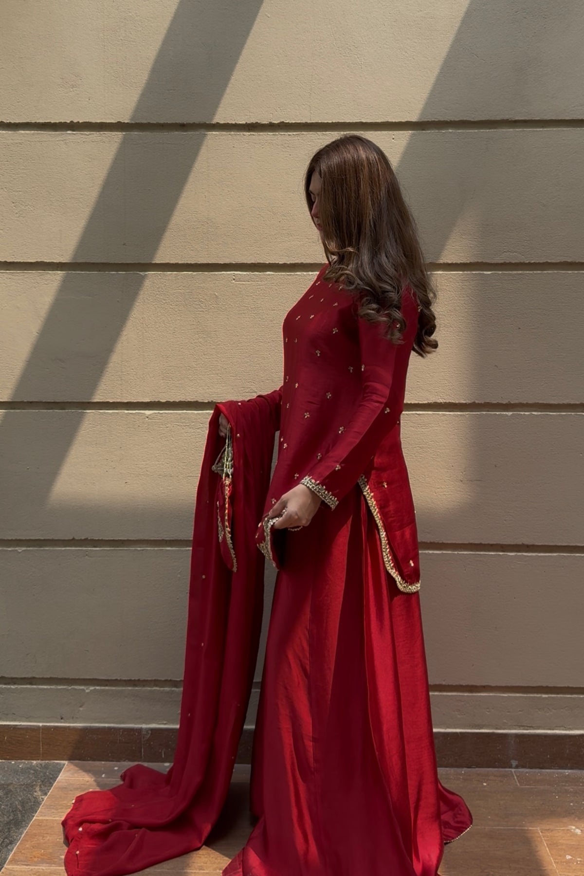 Scarlet Heirloom — 3 Piece Premium Tissue Silk Ensemble