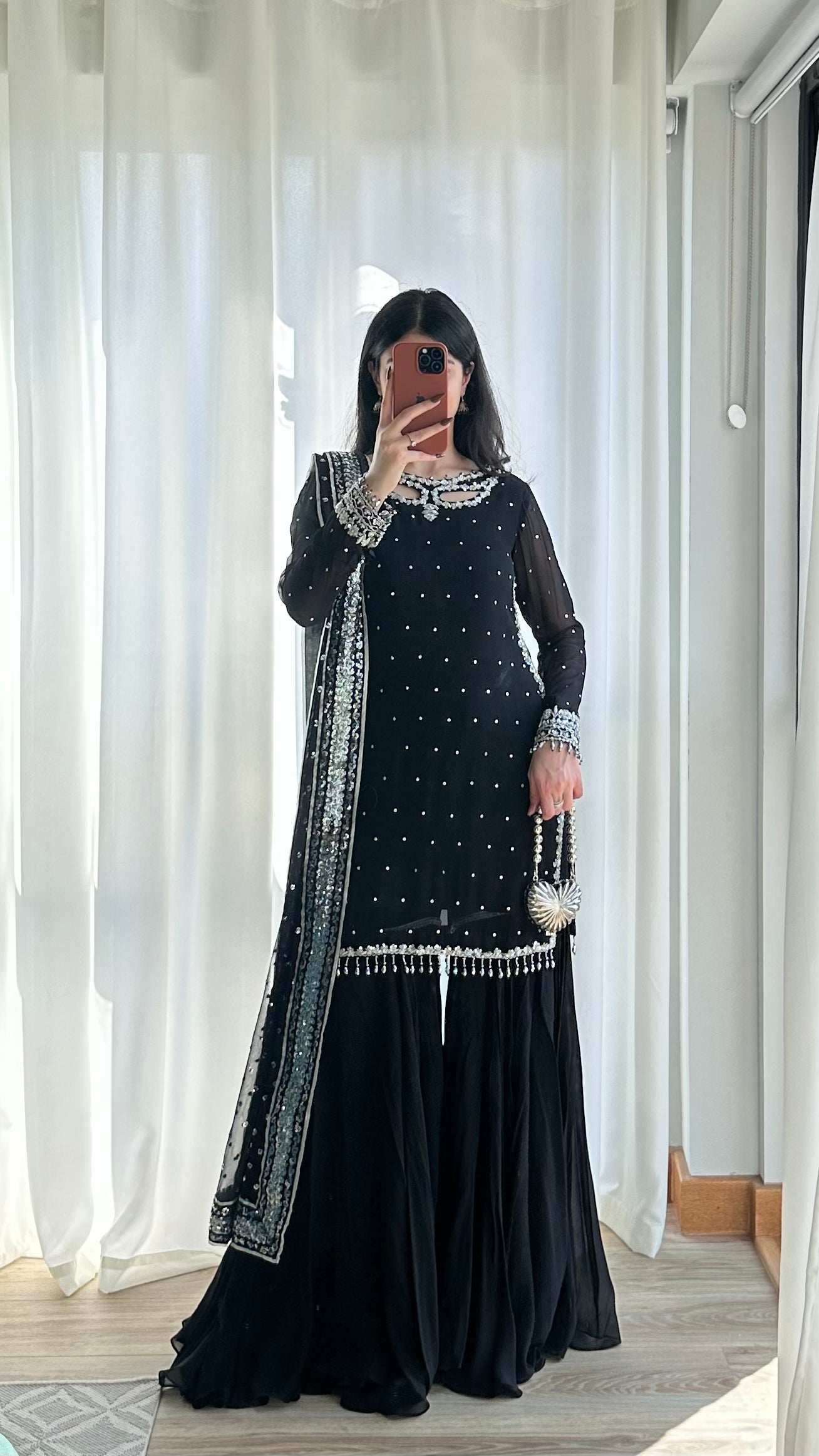 Gul 3-Piece embroidered shirt gharara set