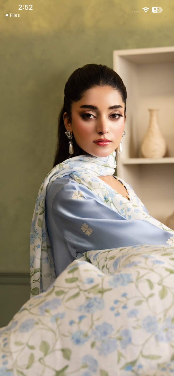 Serene Bloom 3 Piece Pure Tissue Silk Suit with Printed Floral Chiffon Dupatta-