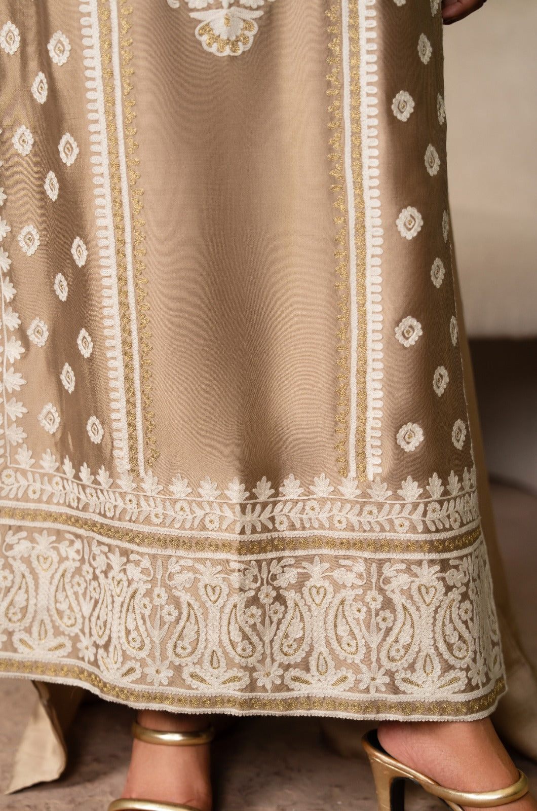 Dorée - Aari work 3-Piece stitched long shirt dress