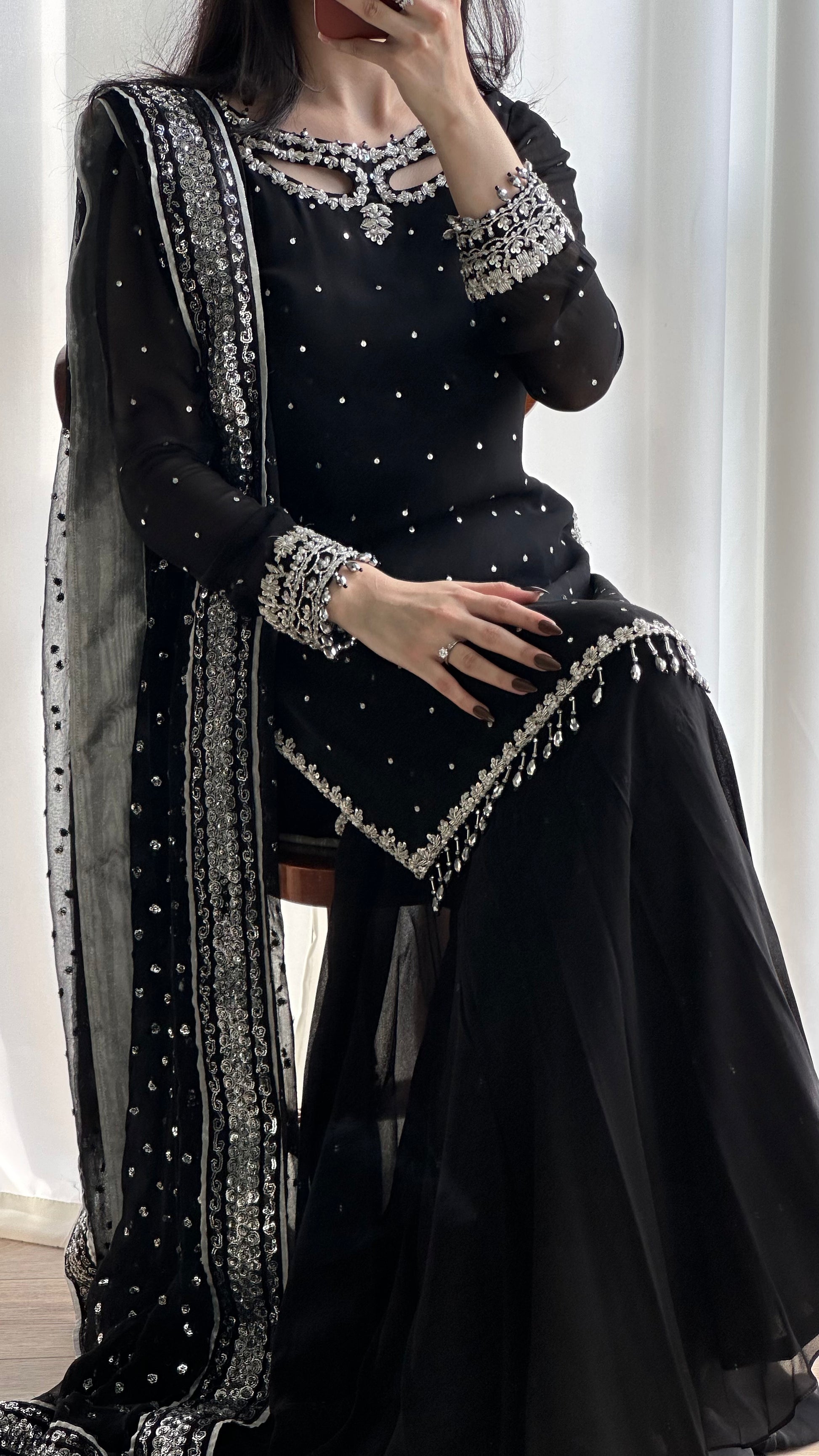 Gul 3-Piece embroidered shirt gharara set