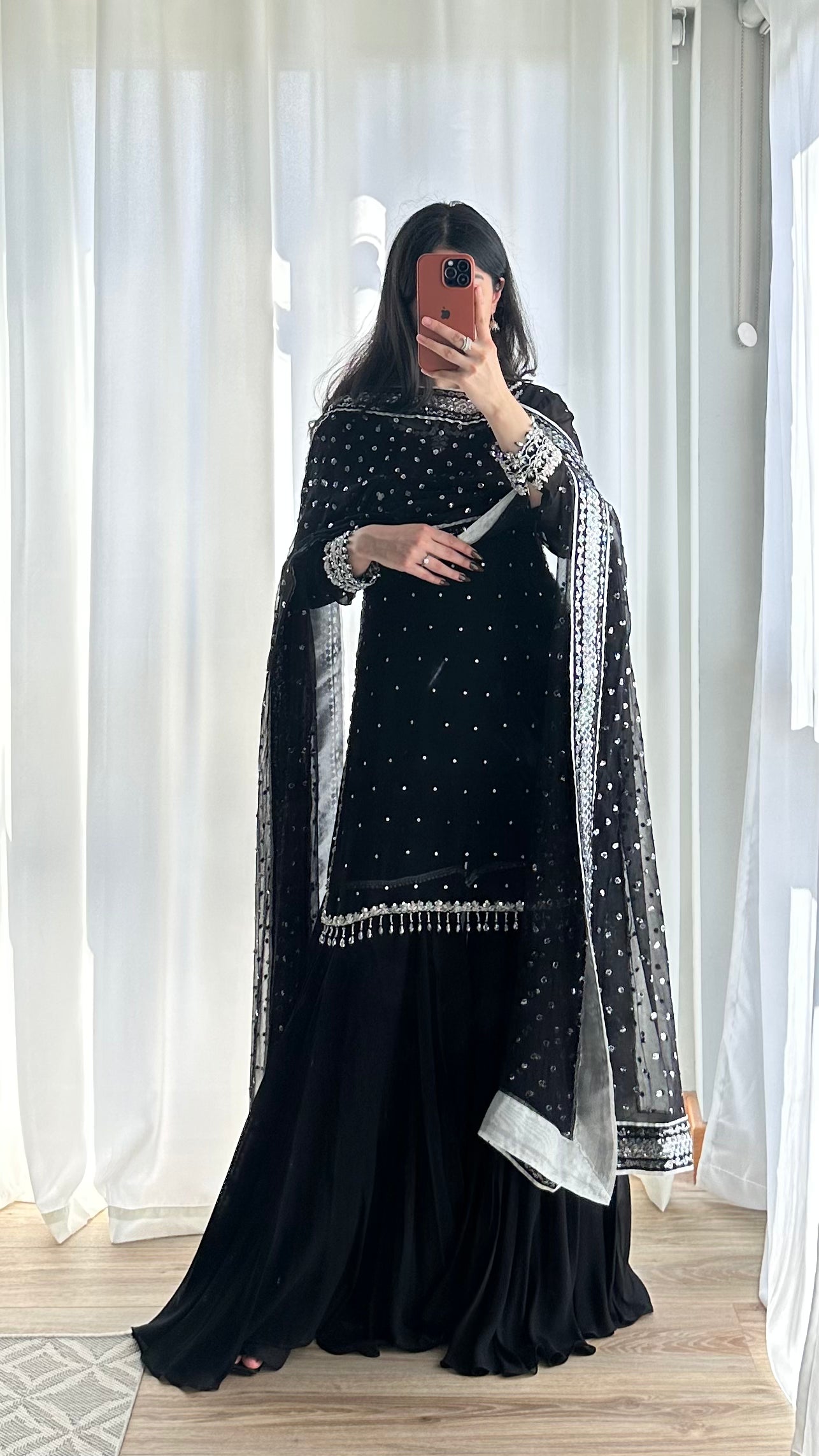 Gul 3-Piece embroidered shirt gharara set