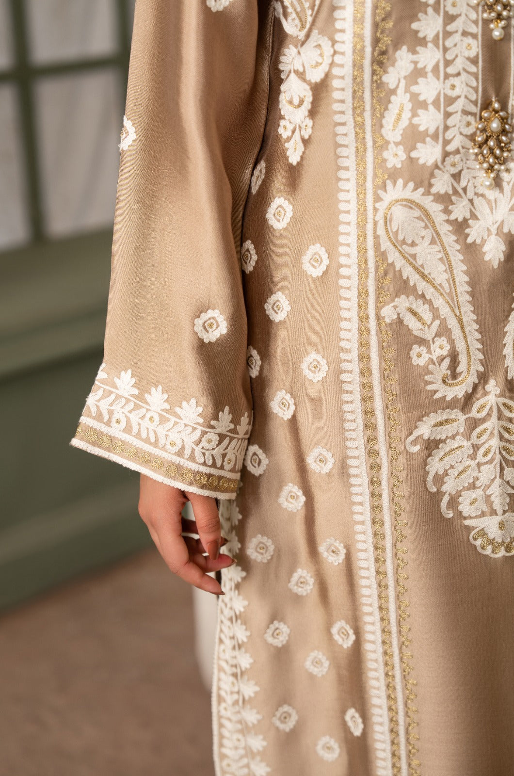 Dorée - Aari work 3-Piece stitched long shirt dress